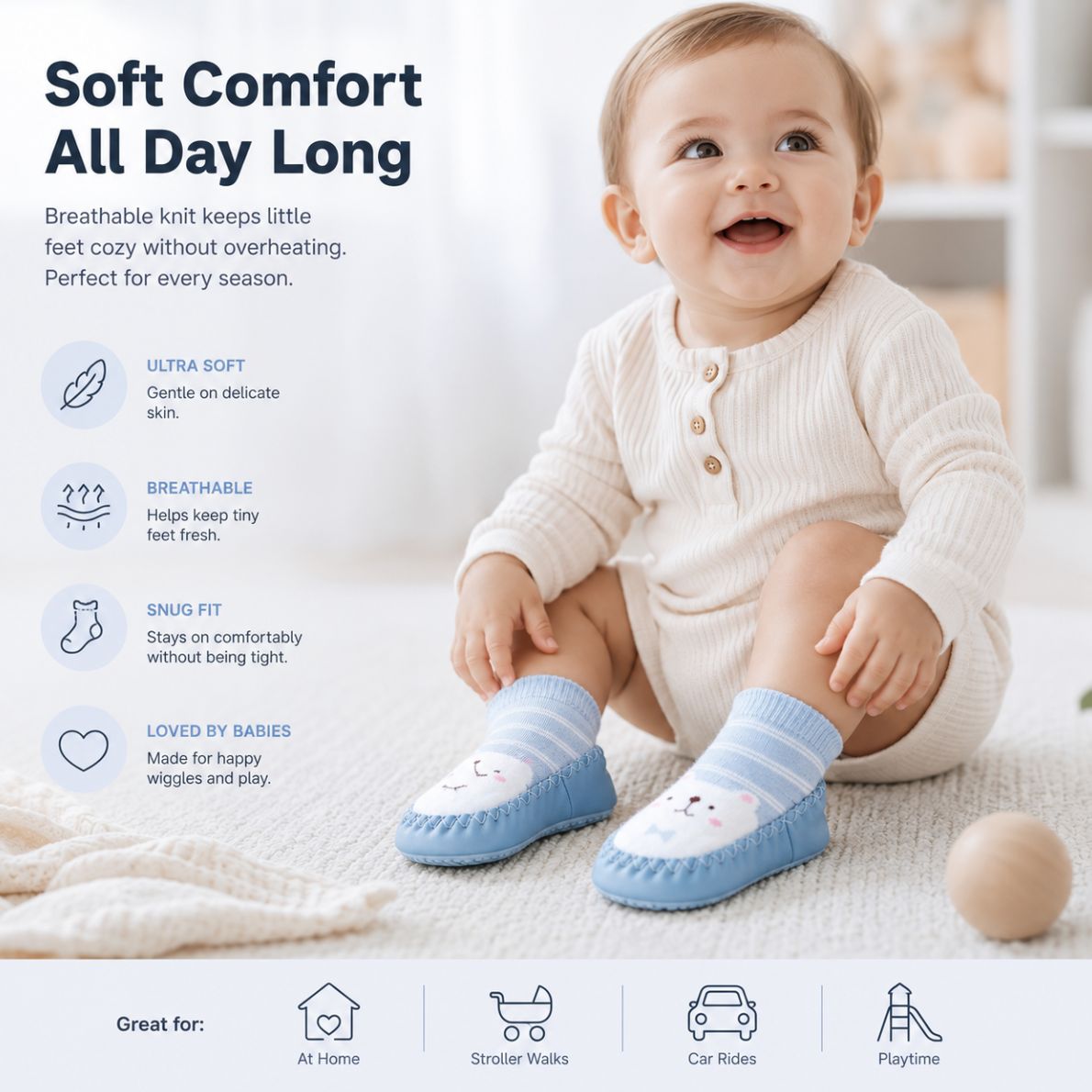 LullaShoe | Non-Slip Baby Sock Shoes - Livvewell