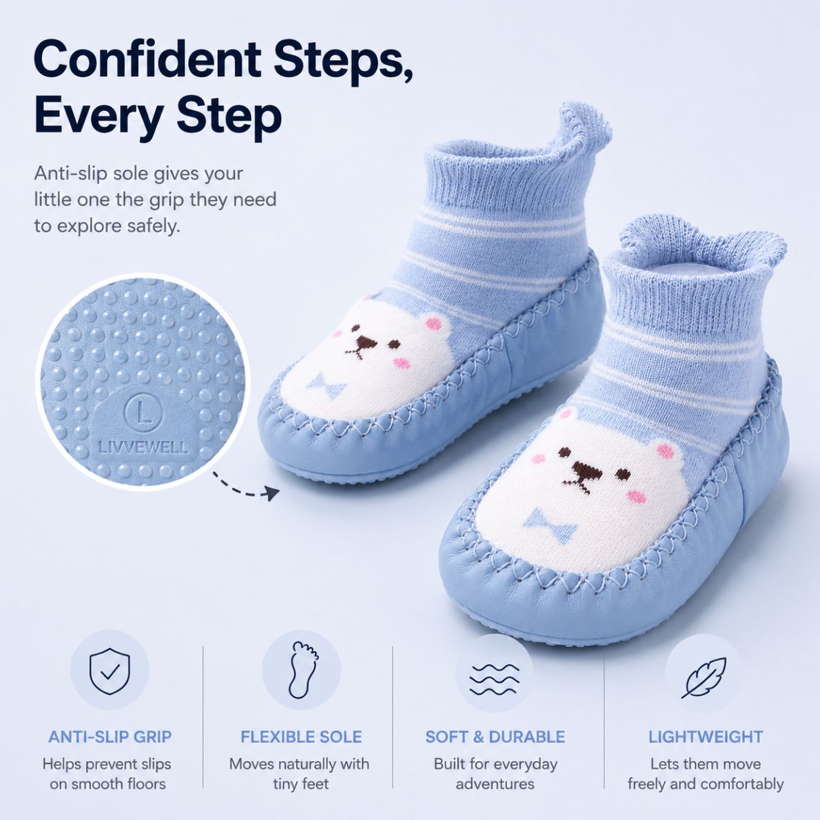 LullaShoe | Non-Slip Baby Sock Shoes - Livvewell