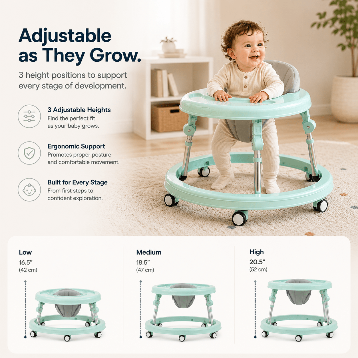 LullaWalker - Anti - Rollover Baby Walker - Livvewell