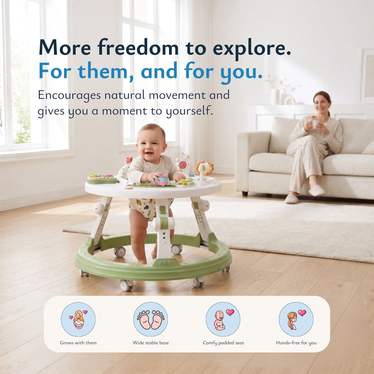 LullaWalker - Anti-Rollover Baby Walker - Livvewell